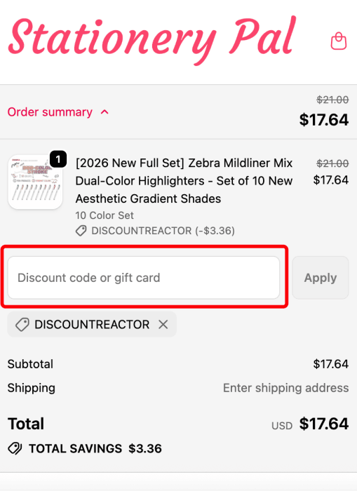 How to use Stationery Pal promo code
