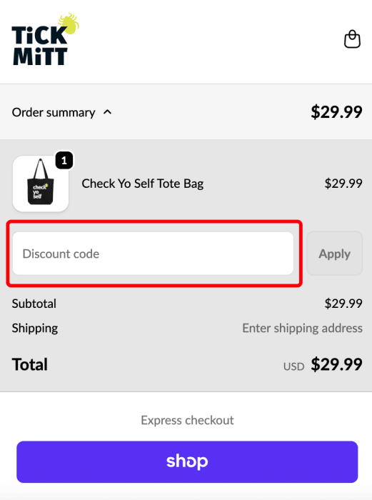 How to use TiCK MiTT promo code