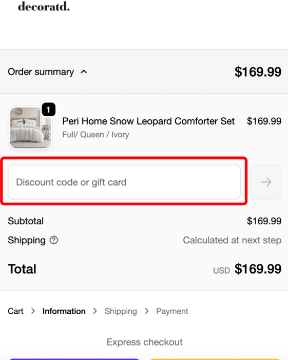 How to use Decoratd promo code