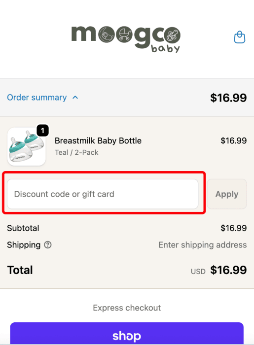 How to use Moogco Baby promo code