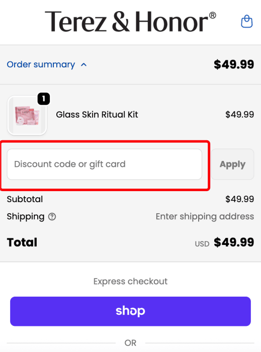 How to use Terez & Honor promo code