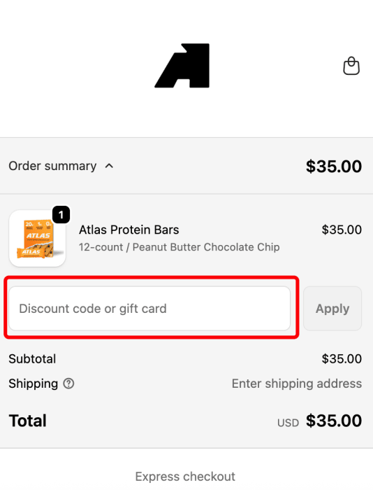 How to use Atlas Bars promo code