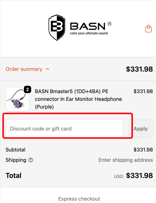 Where to enter BASN AUDIO promo code How to use BASN AUDIO promo code