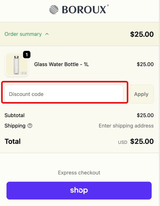 How to use BOROUX Water Filters promo code