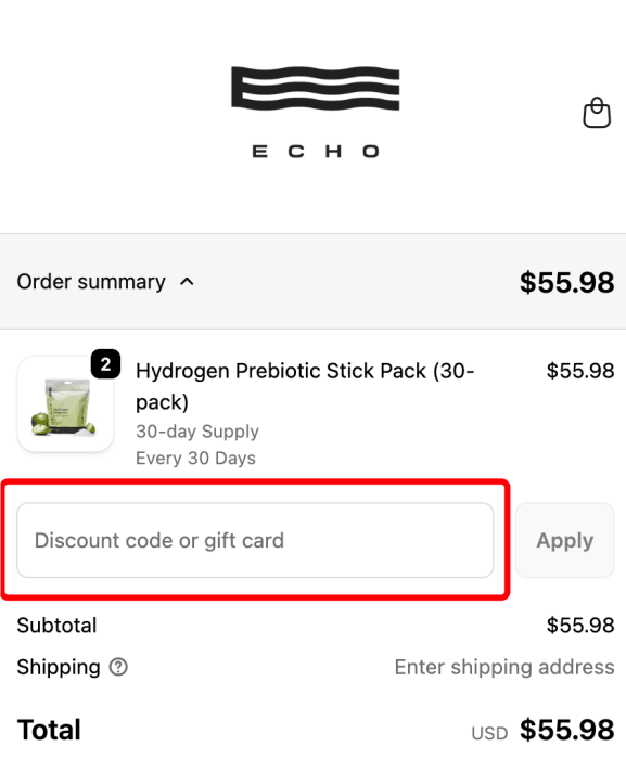 How to use Echo Water promo code