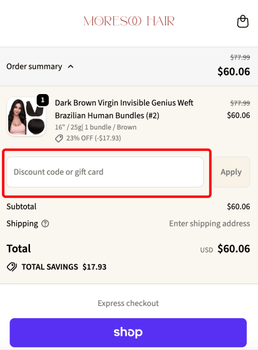How to use Moresoo Hair promo code