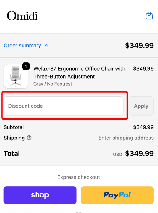 How to use Omidi Furniture promo code