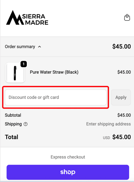 Where to enter Sierra Madre promo code How to use Sierra Madre promo code