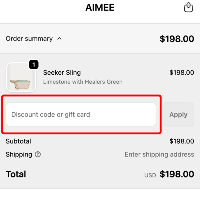 Where to enter AIMEE promo code How to use AIMEE promo code