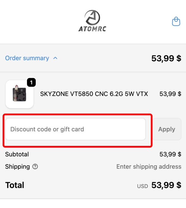 Where to enter AtomRC promo code How to use AtomRC promo code