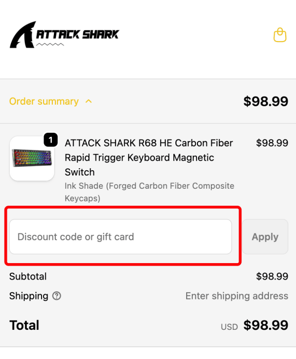 Where to enter Attack Shark promo code How to use Attack Shark promo code