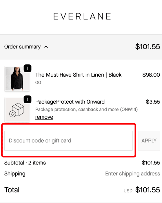 Where to enter Everlane promo code How to use Everlane promo code