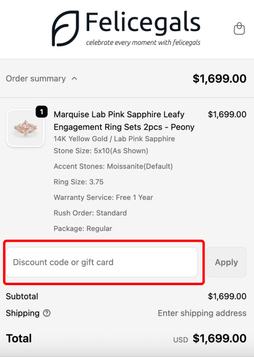 Where to enter Felicegals promo code How to use Felicegals promo code