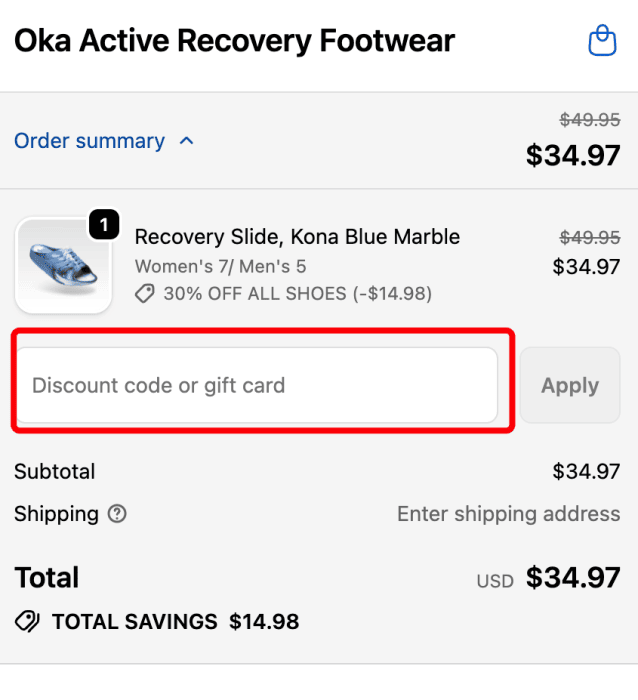 Where to enter OKA Active Recovery promo code How to use OKA Active Recovery promo code