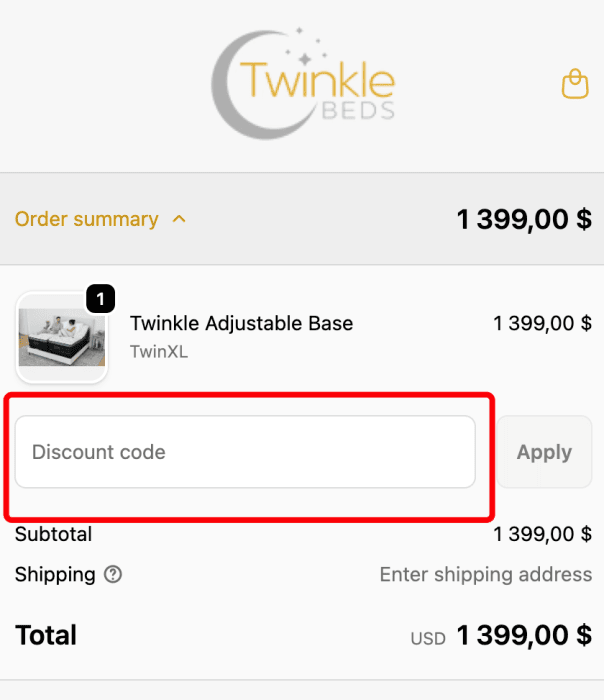 Where to enter Twinkle Beds USA promo code How to use Twinkle Beds USA promo code