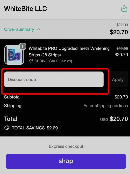 Where to enter WhiteBite Pro promo code How to use WhiteBite Pro promo code