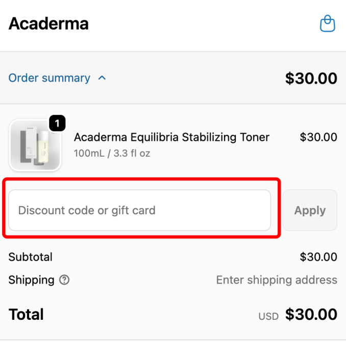 Where to enter Acaderma promo code How to use Acaderma promo code
