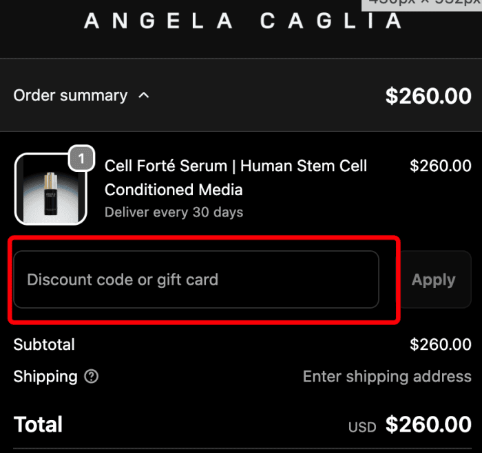 How to use Angela Caglia promo code