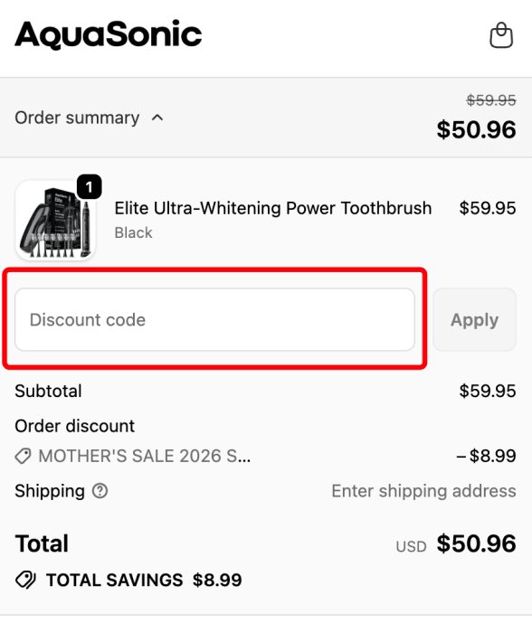 How to use AquaSonic promo code