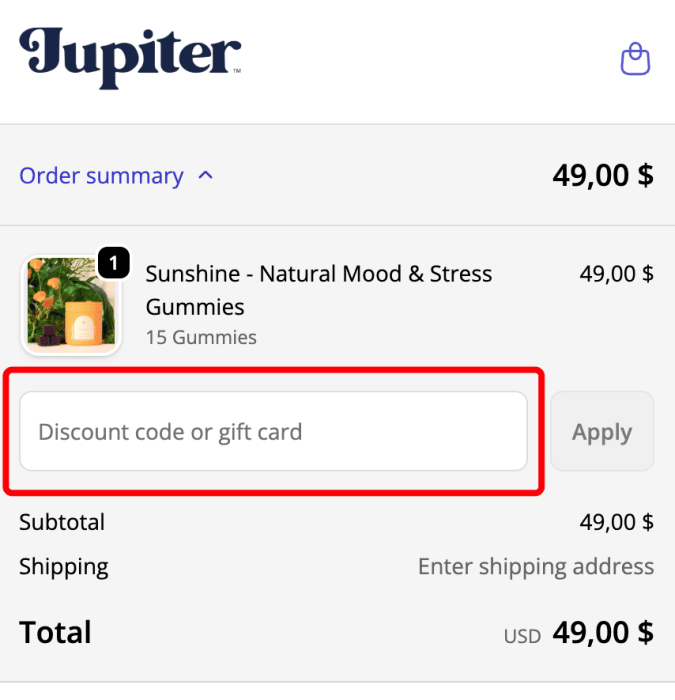 How to use Jupiter Organic promo code