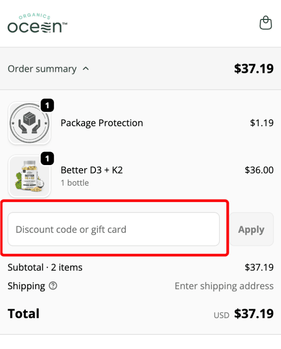 Where to enter Organics Ocean Store promo code How to use Organics Ocean Store promo code