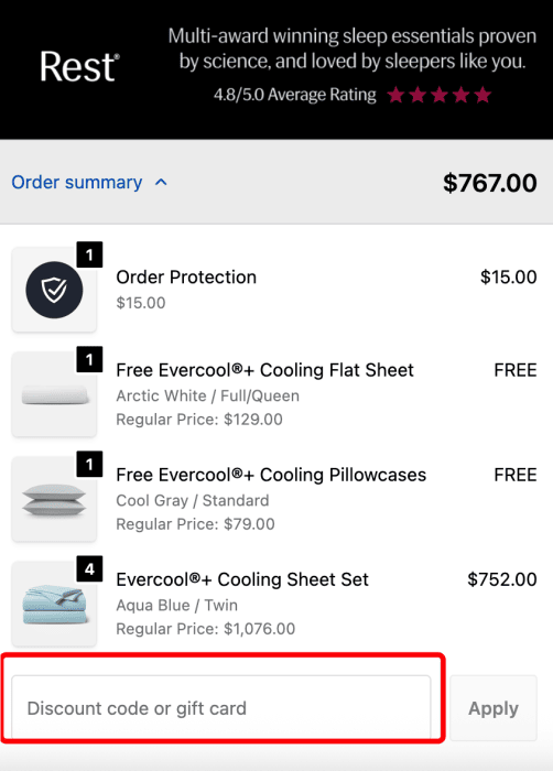 Where to enter Rest promo code How to use Rest promo code