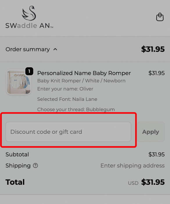 How to use SWaddle AN promo code