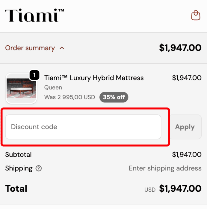 Where to enter Tiami promo code How to use Tiami promo code