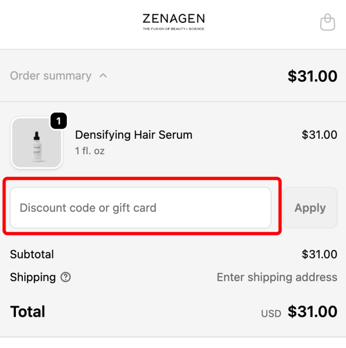 Where to enter Zenagen promo code How to use Zenagen promo code