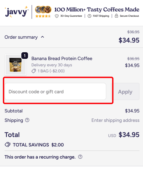 How to use Javvy Coffee promo code