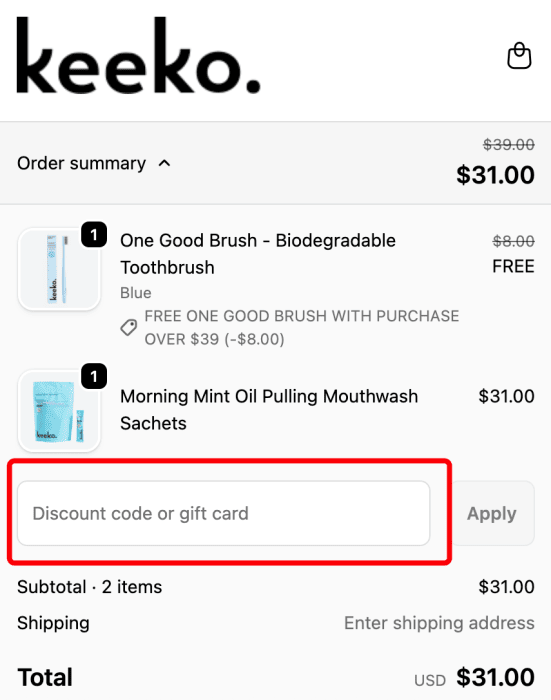 Where to enter Keeko Oral Care promo code How to use Keeko Oral Care promo code