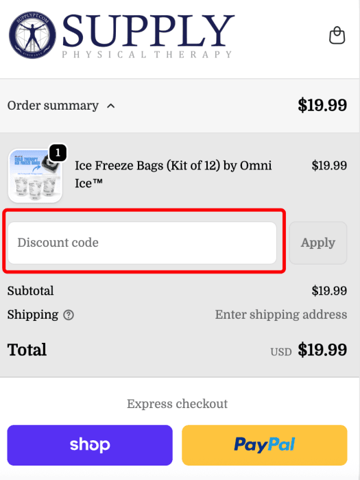 How to use Supply Physical Therapy promo code