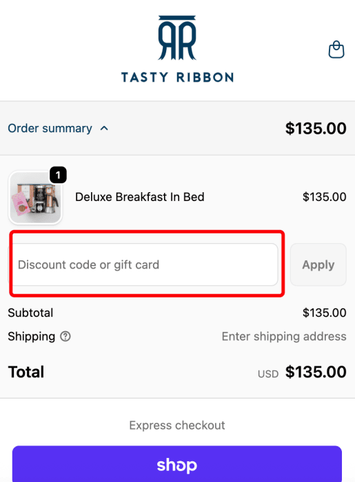How to use Tasty Ribbon promo code