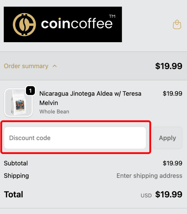 Where to enter CoinCoffee promo code How to use CoinCoffee promo code