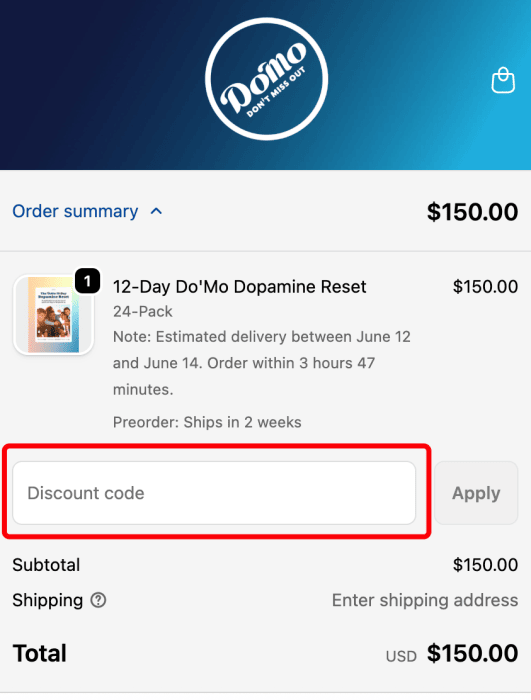 How to use Do'Mo Drinks promo code