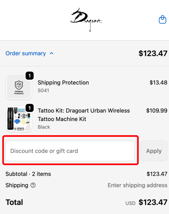 Where to enter Dragoart Tattoo Supply promo code How to use Dragoart Tattoo Supply promo code