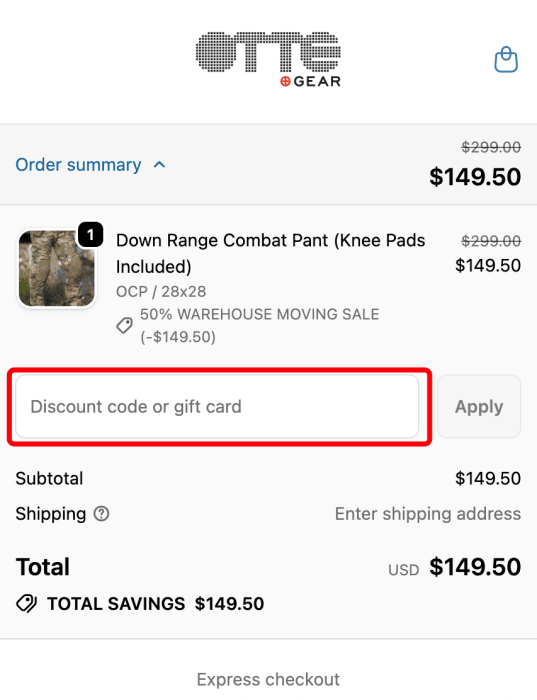 Where to enter OTTE Gear promo code How to use OTTE Gear promo code