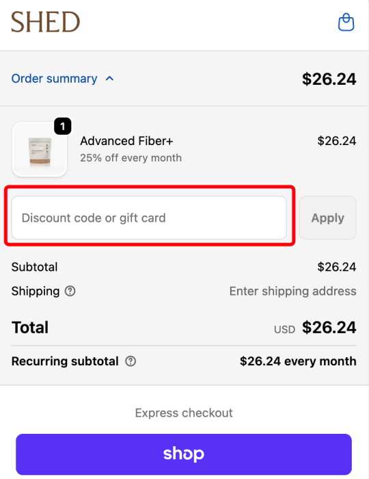 Where to enter Shed Supplements promo code How to use Shed Supplements promo code