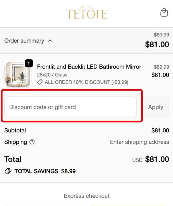 Where to enter TETOTE promo code How to use TETOTE promo code