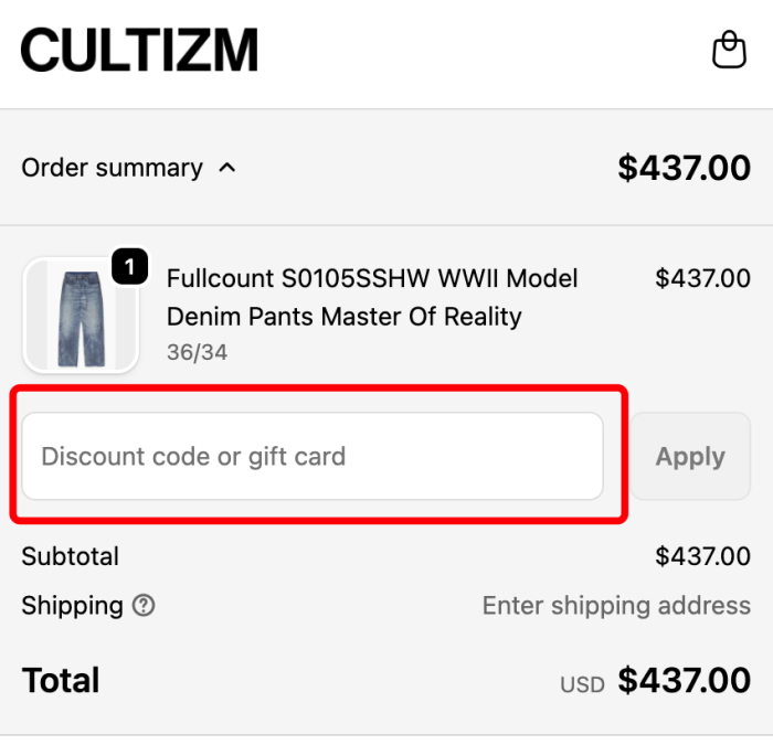 How to use CULTIZM promo code