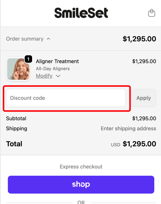 Where to enter SmileSet promo code How to use SmileSet promo code