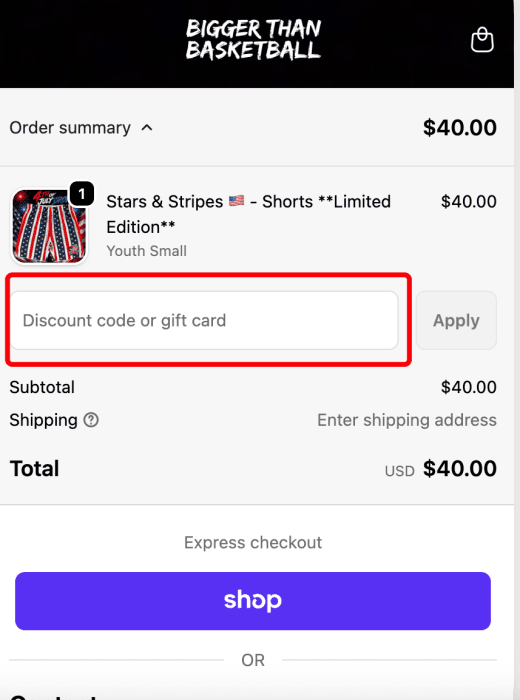 How to use Bigger Than Basketball promo code