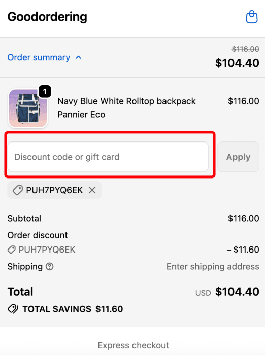 Where to enter Goodordering promo code How to use Goodordering promo code
