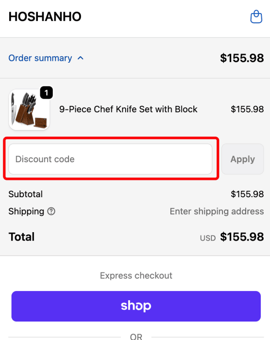 How to use HOSHANHO promo code