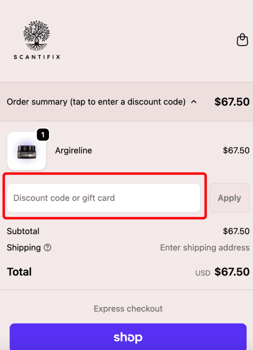 Where to enter Scantifix promo code How to use Scantifix promo code