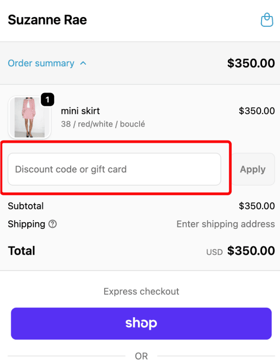 Where to enter Suzanne Rae promo code How to use Suzanne Rae promo code