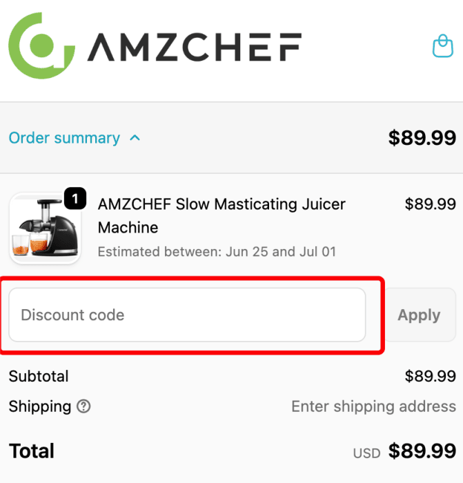 Where to enter AMZCHEF US promo code How to use AMZCHEF US promo code