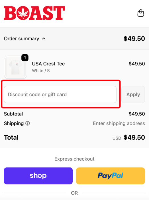 Where to enter BOAST promo code How to use BOAST promo code