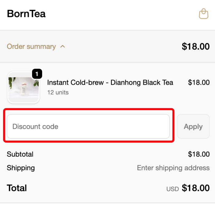 How to use BornTea promo code