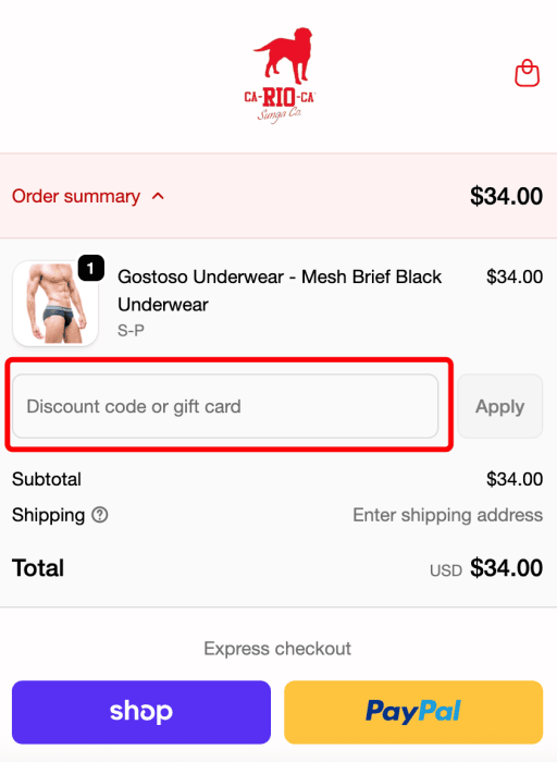 Where to enter CA-RIO-CA Sunga promo code How to use CA-RIO-CA Sunga promo code